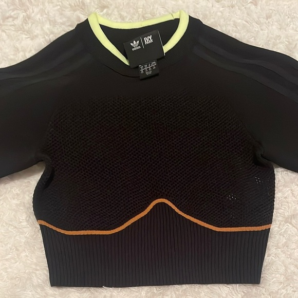 Adidas women’s ivy park black mesa knit crop tops - Picture 3 of 14